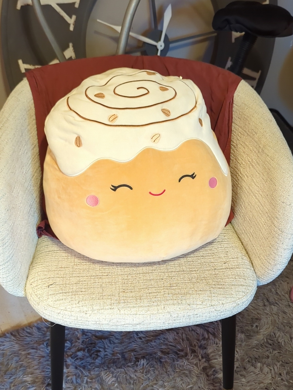 Squishmallows Cinnamon Roll Pillow - Cream, Tan & Pink Accent